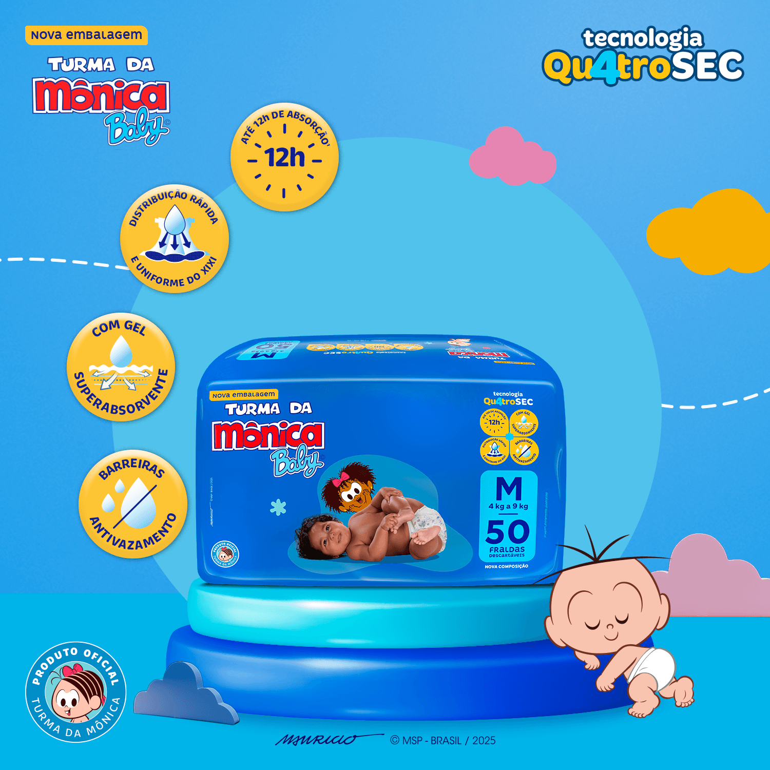 Fralda Turma da Mônica Baby Mega M 50 Unidades — foto 4