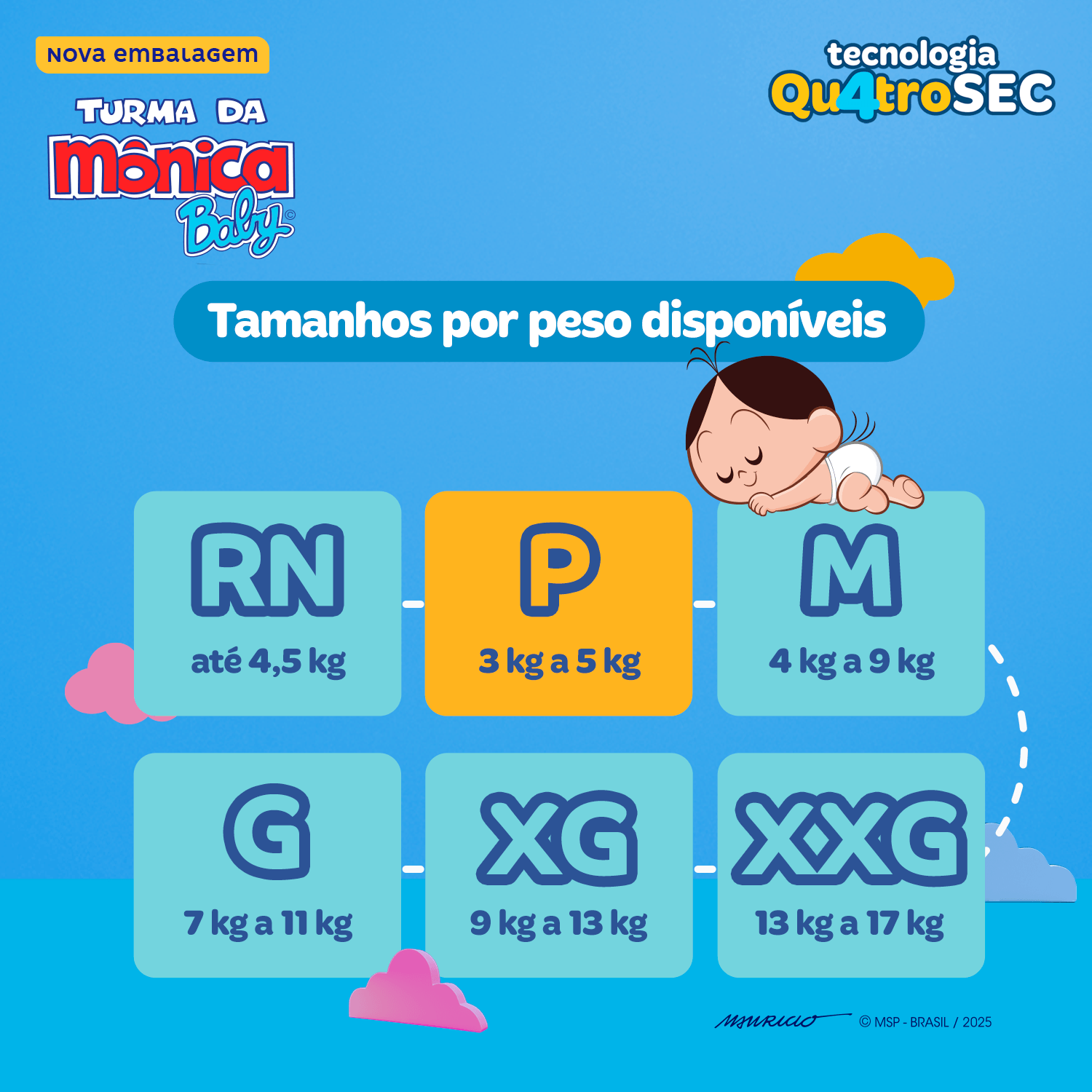 Fralda Turma da Mônica Baby Mega P 62 Unidades — foto 6
