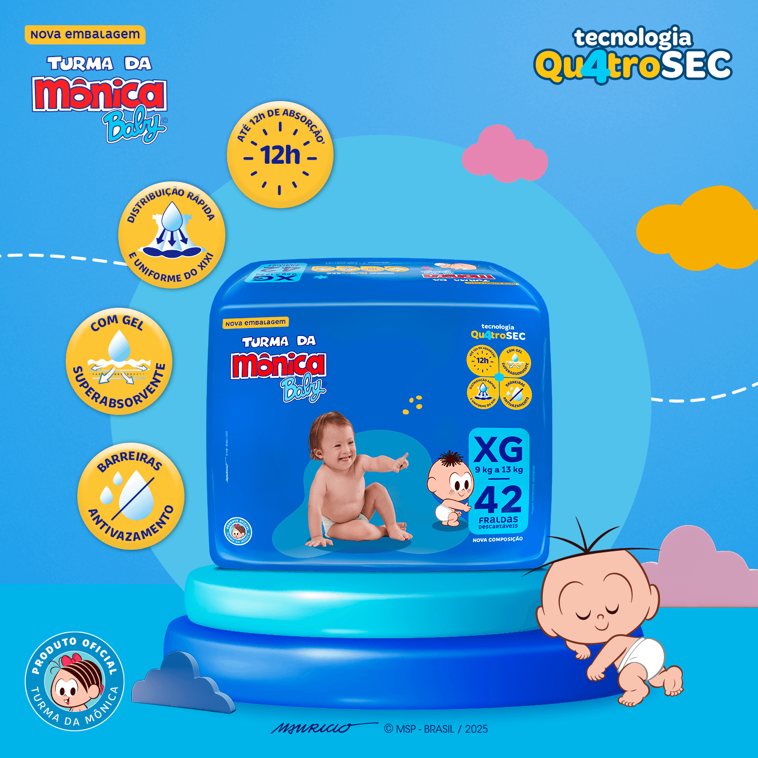 Fralda Turma da Mônica Baby Mega XG 42 Unidades — foto 4