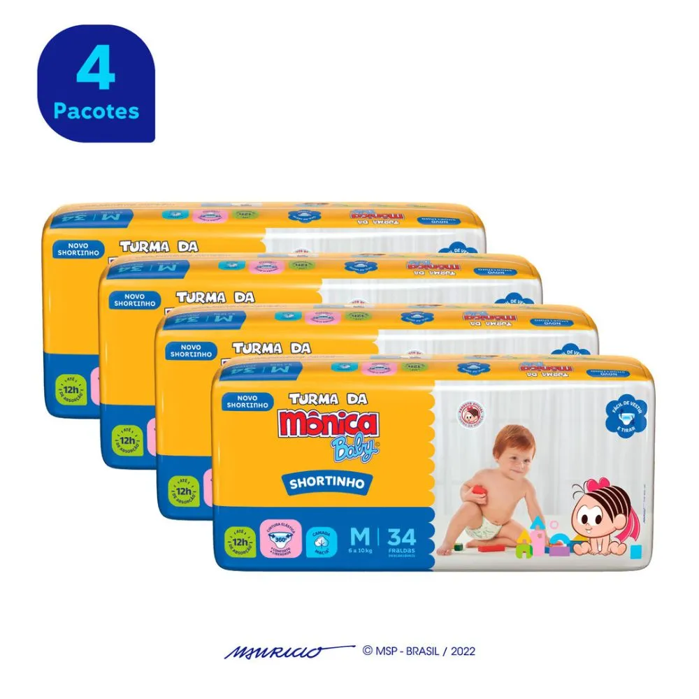 Fralda Turma da Mônica Baby Shortinho Jumbo M 34 Unidades — foto 3