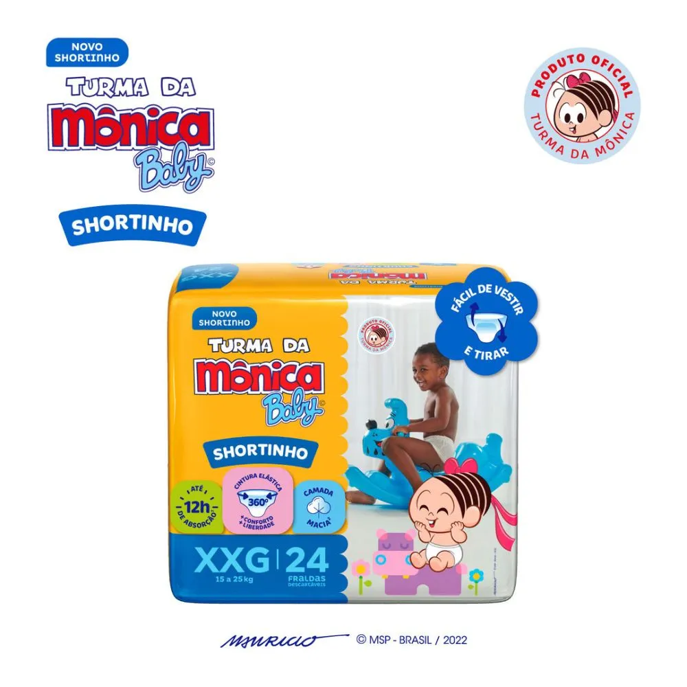 Fralda Turma da Mônica Baby Shortinho Jumbo XXG 24 Unidades