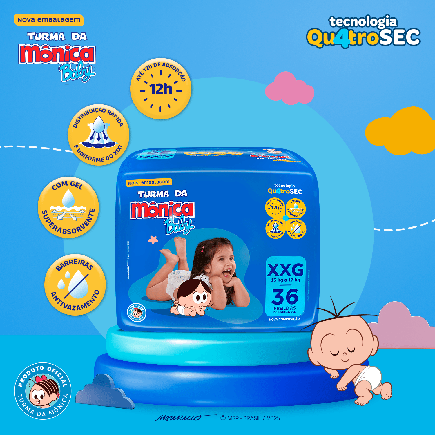 Fralda Turma da Mônica Baby XXG 36 Unidades — foto 4