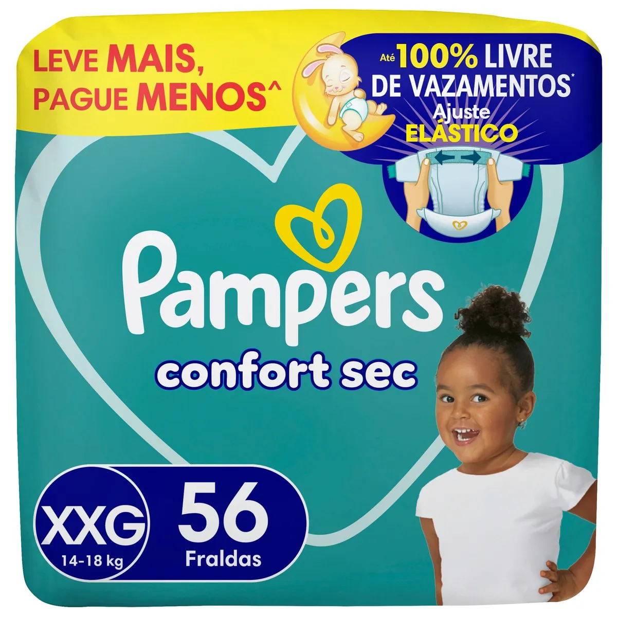 Fraldas Pampers Confort Sec XXG 56 Unidades