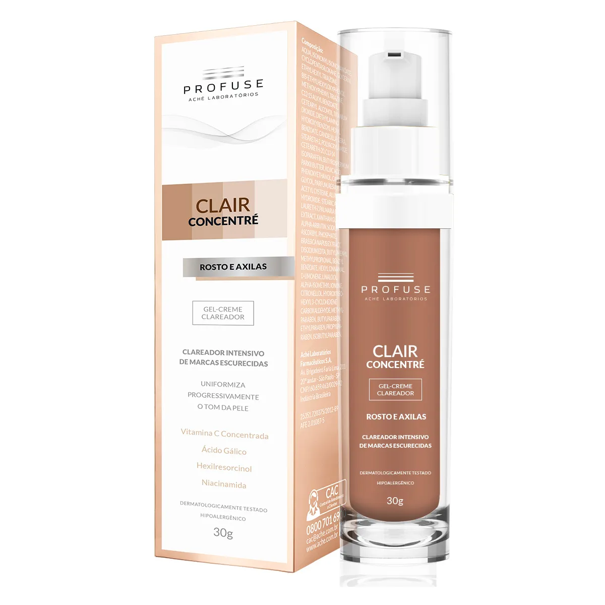 Gel Creme Facial Profuse Clair Concentré Clareador Rosto e Axilas 30g