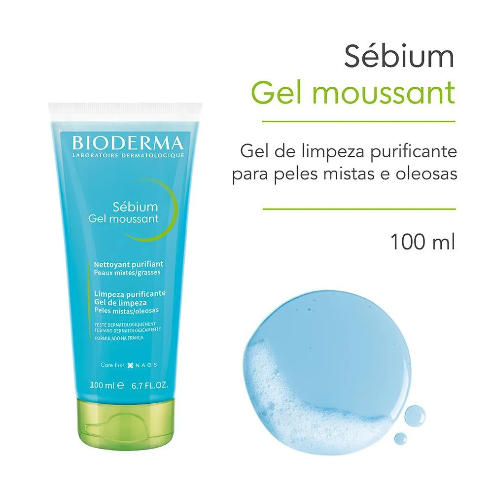 Gel de Limpeza Facial Bioderma Sébium Gel Moussant Antioleosidade 100ml — foto 2
