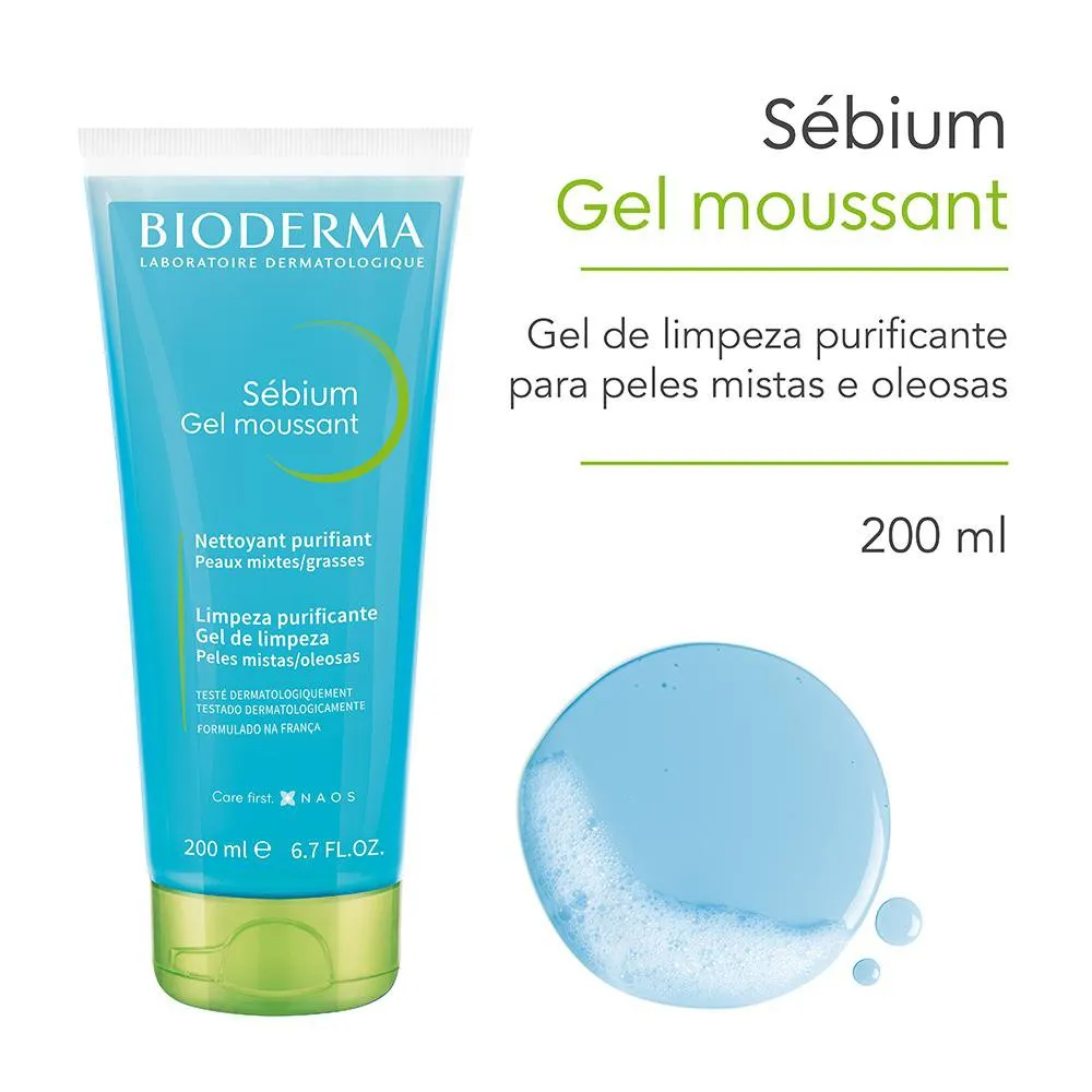 Gel de Limpeza Facial Bioderma Sébium Gel Moussant Antioleosidade 200ml — foto 2