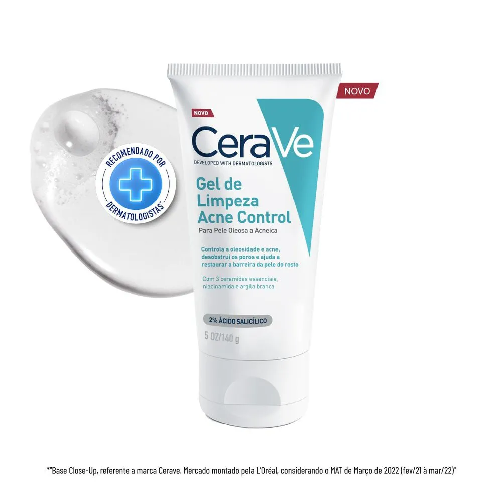 Gel de Limpeza Facial CeraVe Acne Control com Ácido Salicílico 140g
