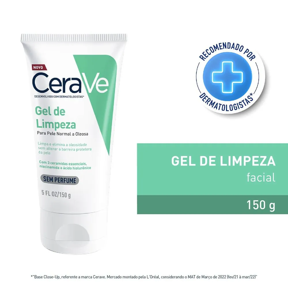 Gel de Limpeza Facial CeraVe Peles Normais a Oleosas 150g
