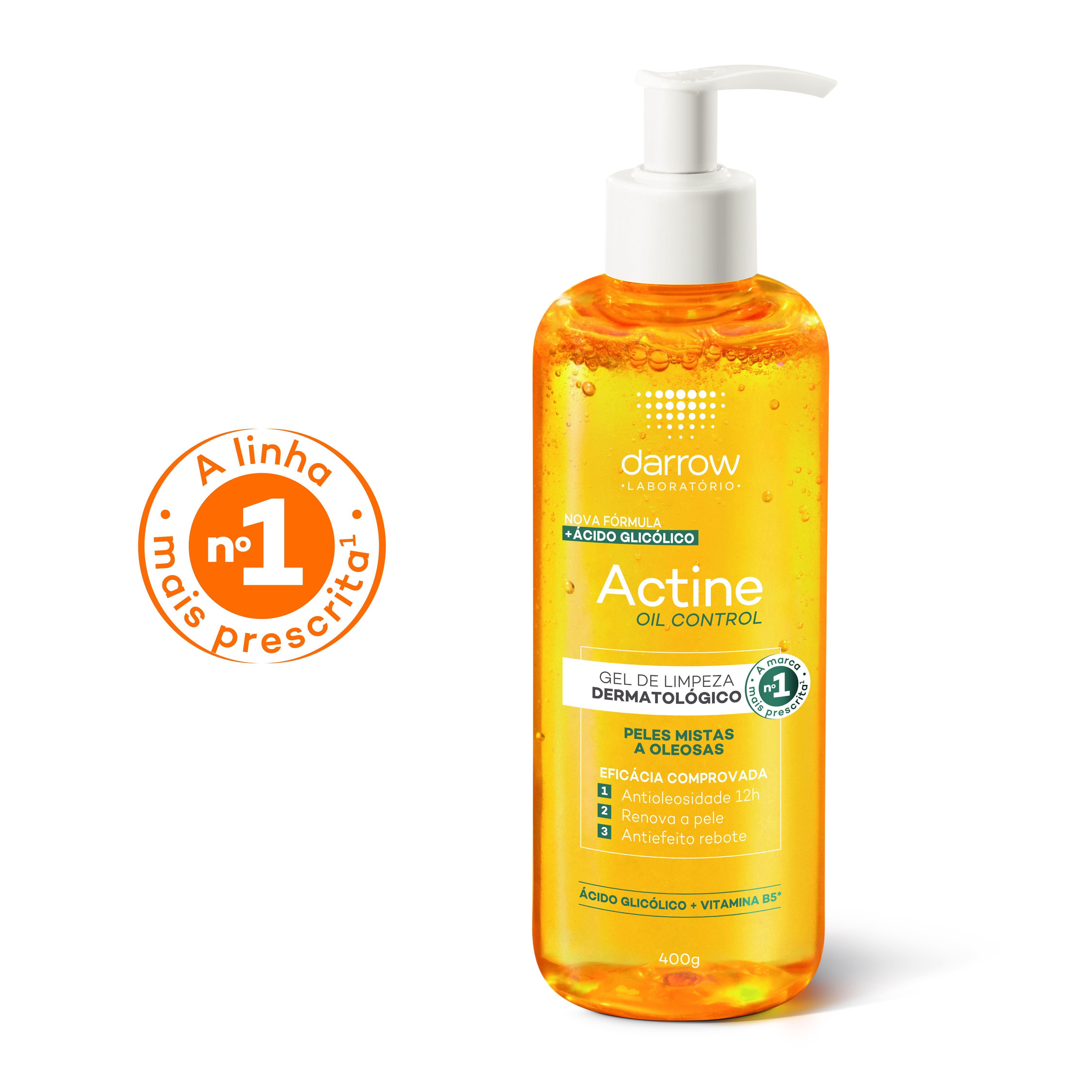 Gel de Limpeza Facial Darrow Actine Oil Control Peles Mistas a Oleosas 400g