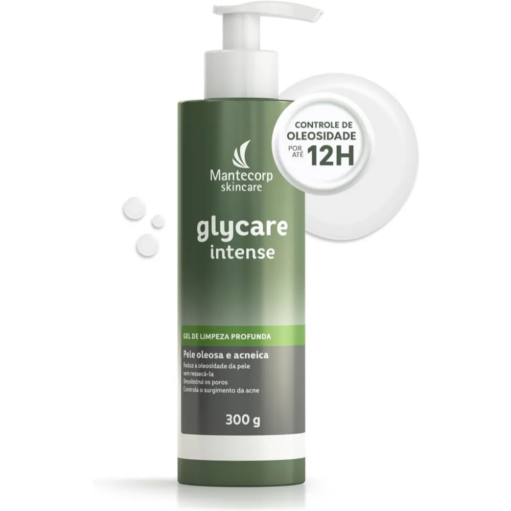 Gel de Limpeza Facial Mantecorp Skincare Glycare Intense Pele Oleosa e Acneica 300g