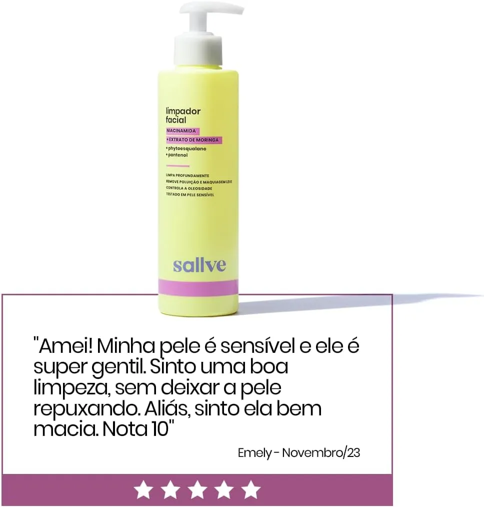 Gel de Limpeza Faciall Sallve com Niacinamida 300ml — foto 5