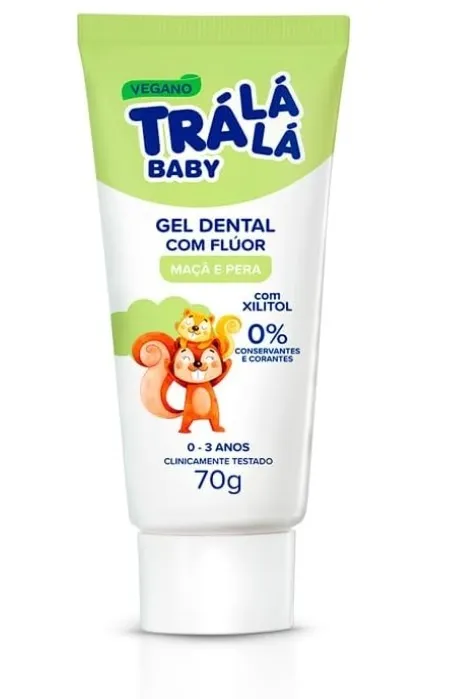 Gel Dental Infantil Trá Lá Lá Baby Com Flúor 0 a 3 anos Sabor Maçã 70g