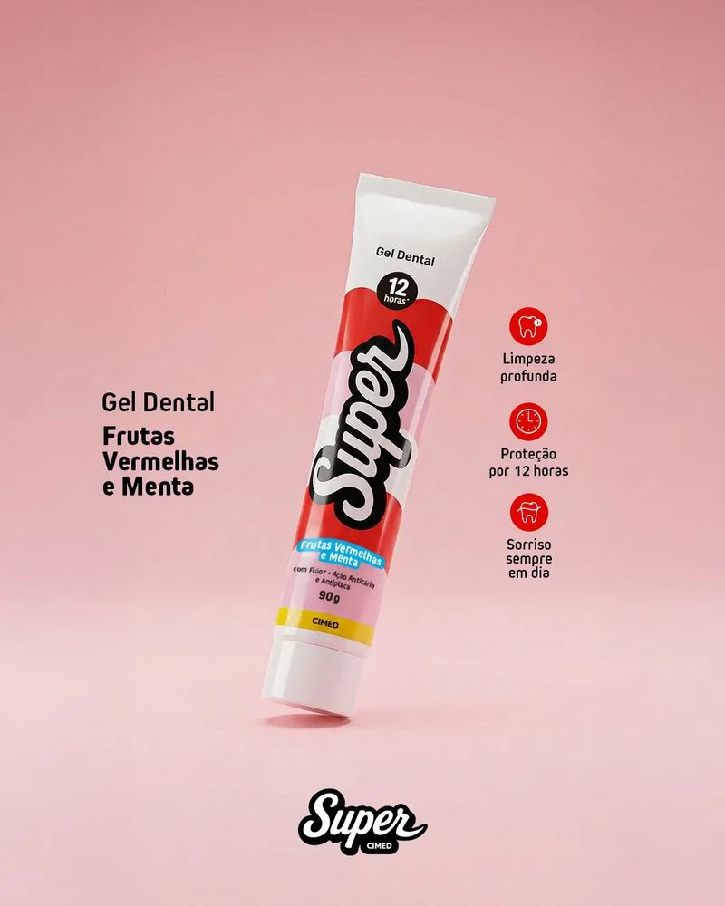 Gel Dental Super 12h Frutas Vermelhas e Menta 90g — foto 2