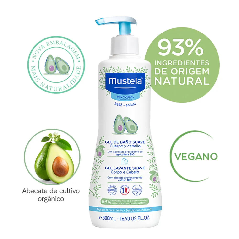 Gel Lavante Mustela Bebê Suave com Abacate Orgânico 500ml — foto 2