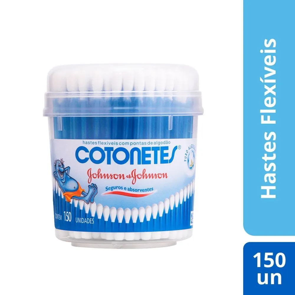 Hastes Flexíveis Cotonetes Johnson & Johnson Pote 150 Unidades