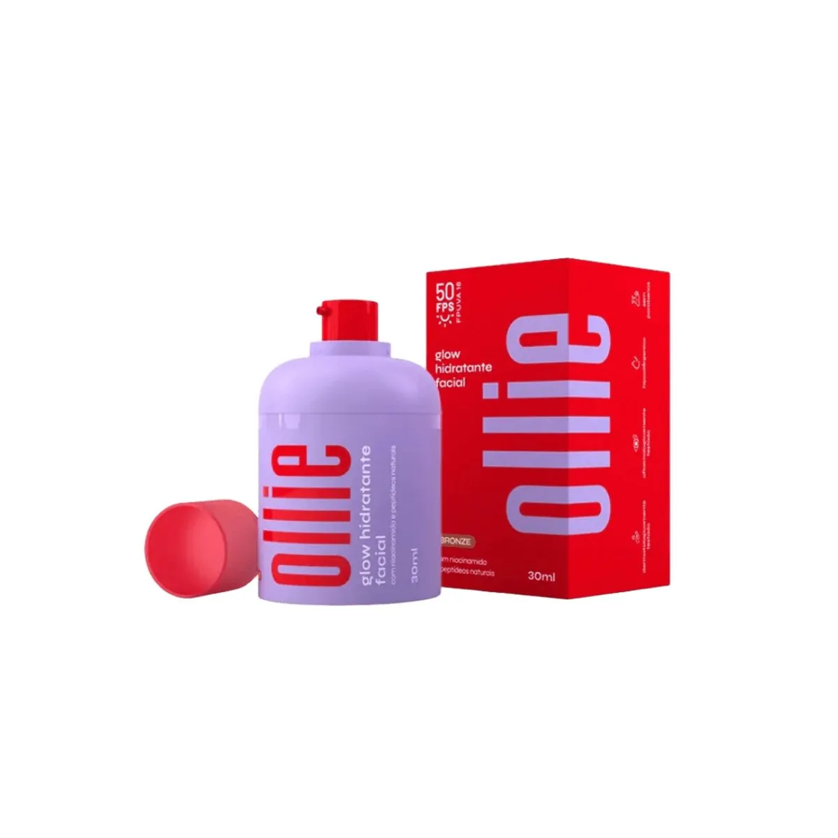 Hidratante Facial Ollie Glow Dourado Fps50 30ml