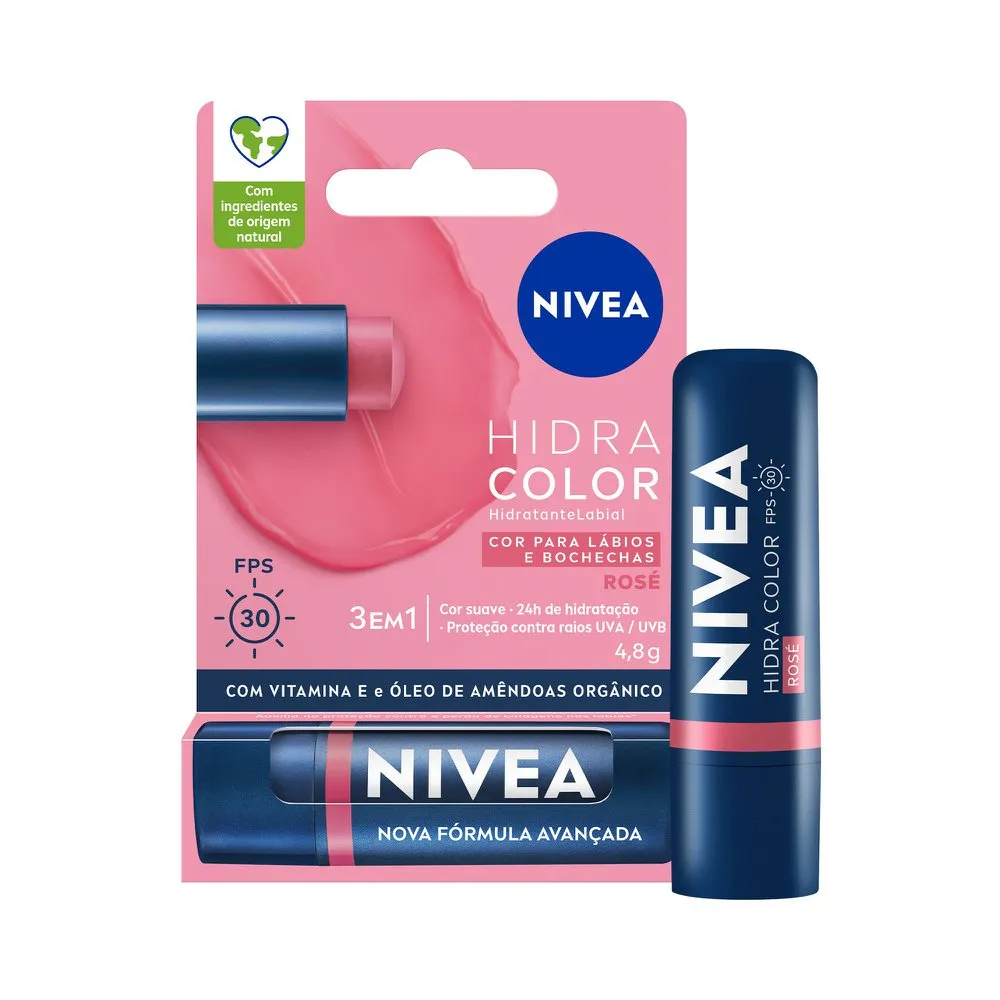 Hidratante Labial Nivea Hidra Color Rosé 4,8g