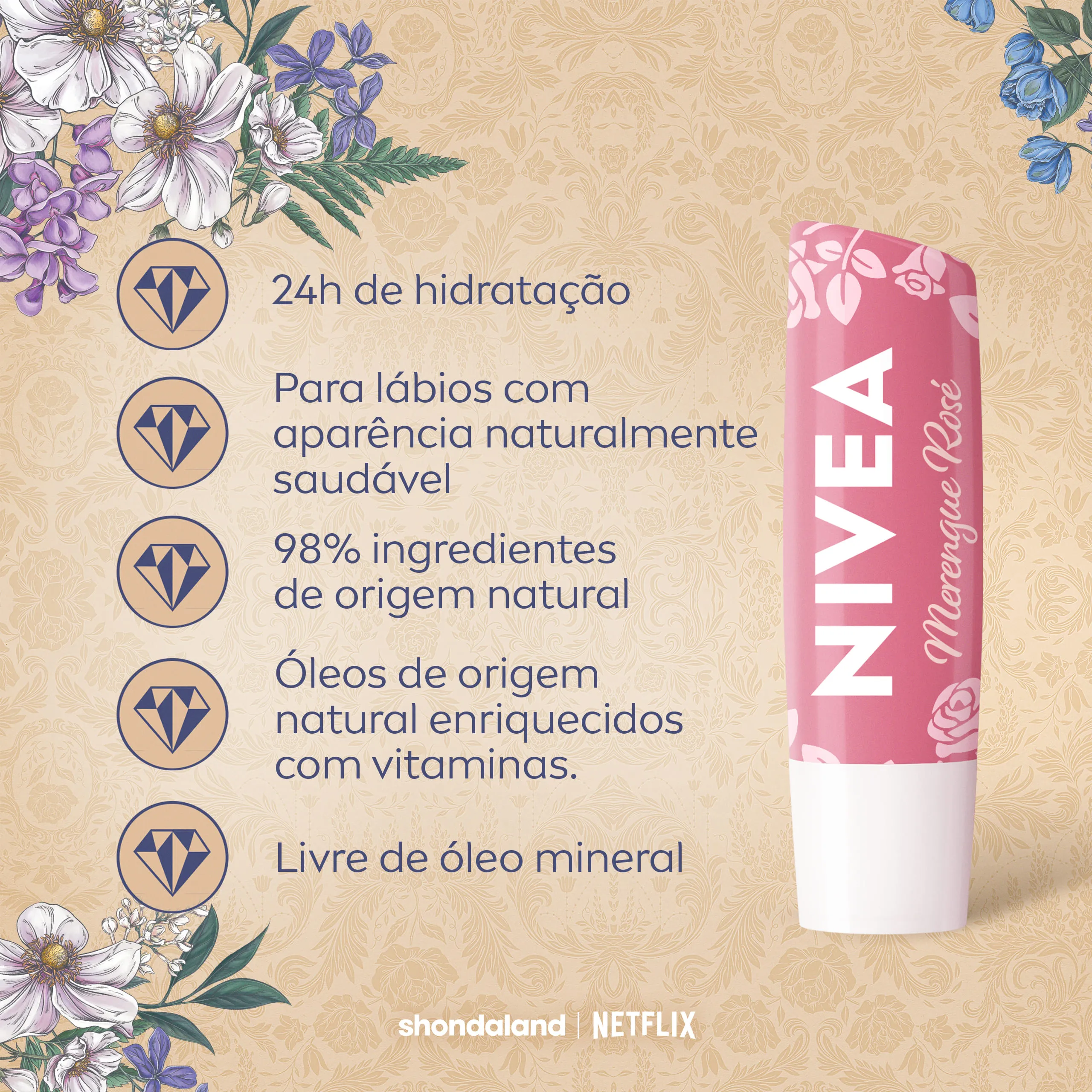 Hidratante Labial Nivea Merengue Rosé Bridgerton 4,8g — foto 5