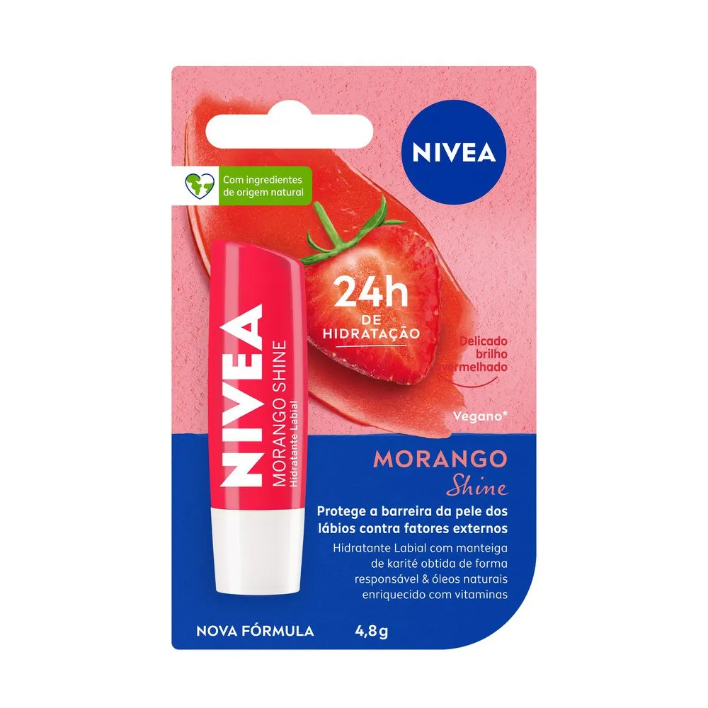 Hidratante Labial Nivea Morango Shine 4,8g