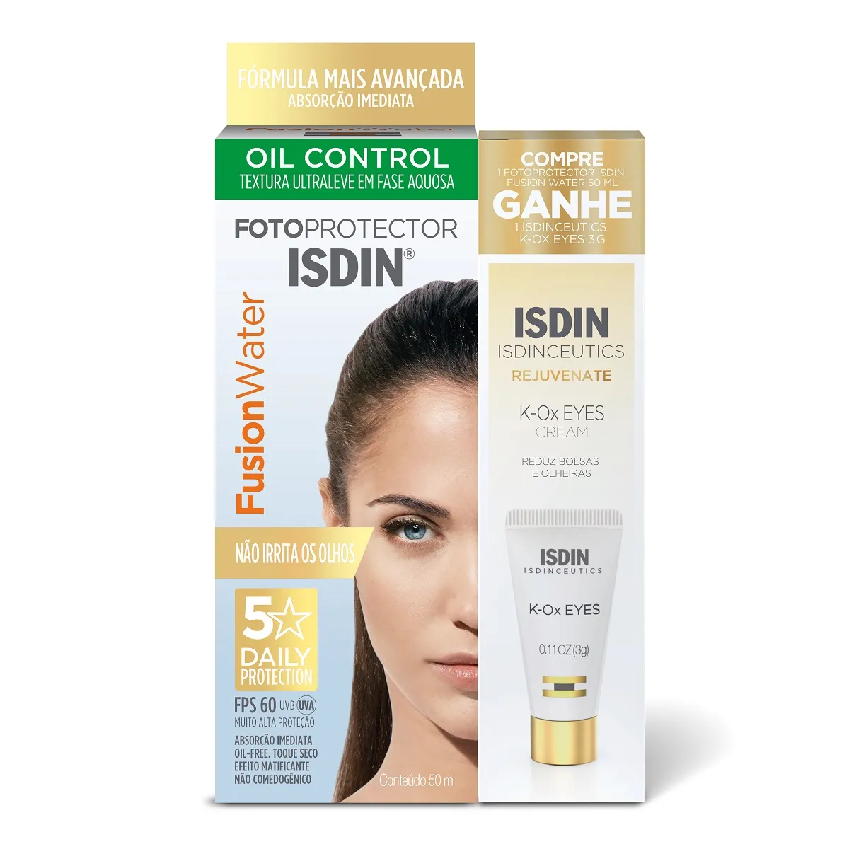 Isdin Fusion Water Fps60 Com 50ml Grátis K-Ox Eyer 3g