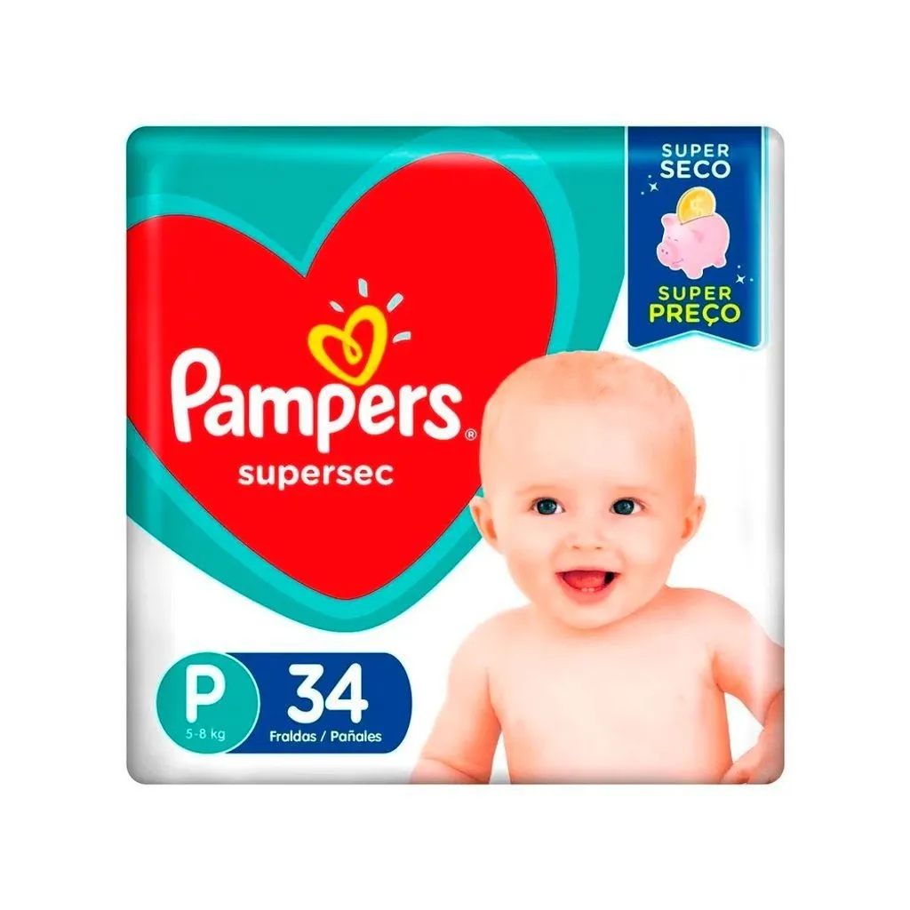 Kit 5 Fraldas Pampers Supersec Pacotão P - 170 Unidades — foto 2
