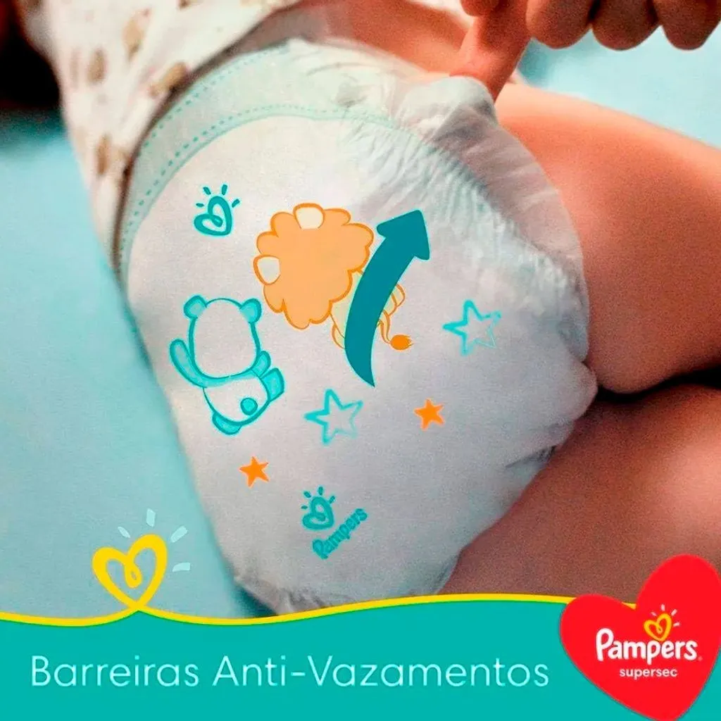 Kit 5 Fraldas Pampers Supersec Pacotão P - 170 Unidades — foto 4