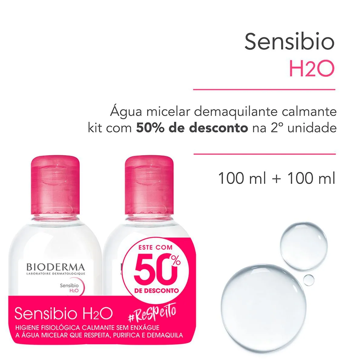 Kit Água Micelar Bioderma Sensibio H2O 100ml 2 Unidades — foto 2
