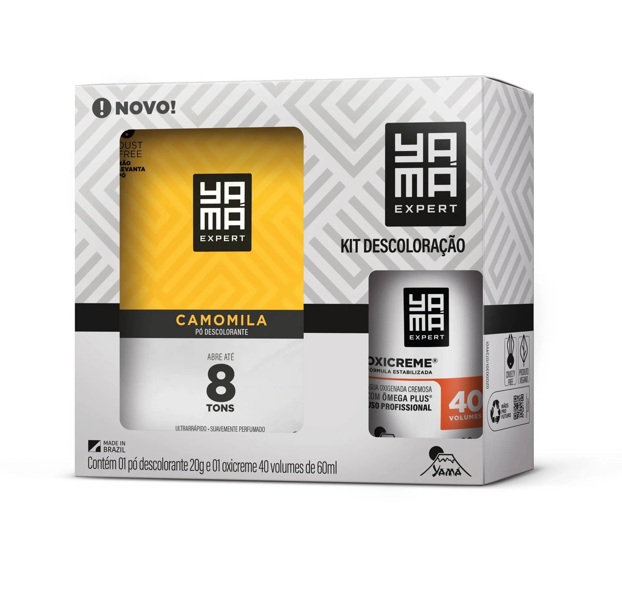 Kit Clareador Yama Camomila Pó Descolorante 20g + Oxicreme 40 Volumes 60ml