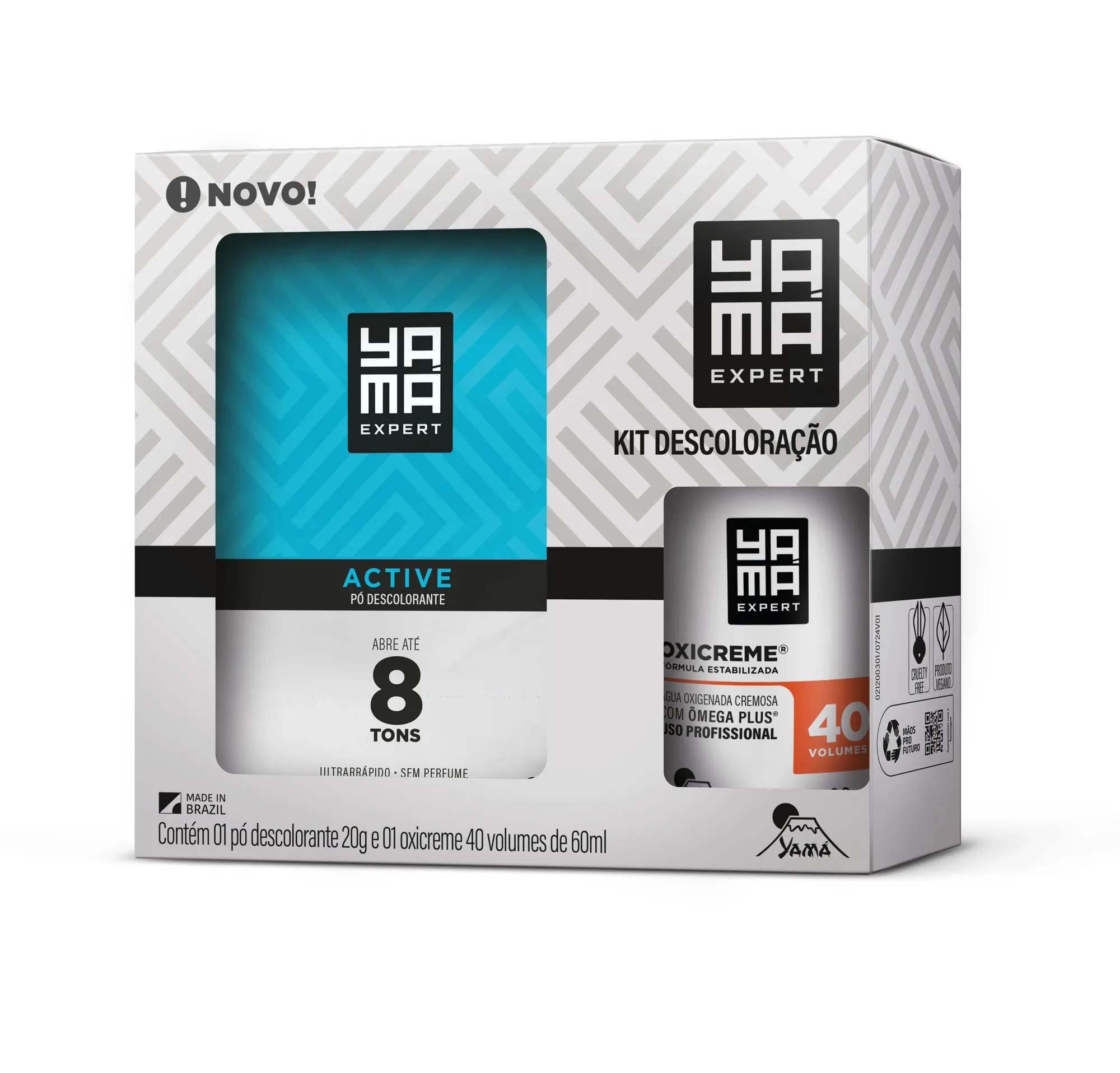 Kit Clareador Yama Pó Descolorante 20g + Oxicreme 40 Volumes 60ml