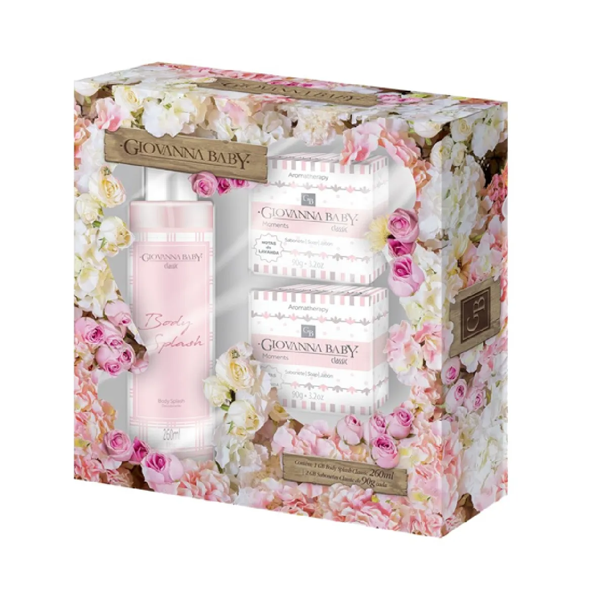 Kit Colônia Giovanna Baby Classic Body Splash 260ml 1 Unidade + Sabonete em Barra Giovanna Baby Classic 90g 2 Unidades