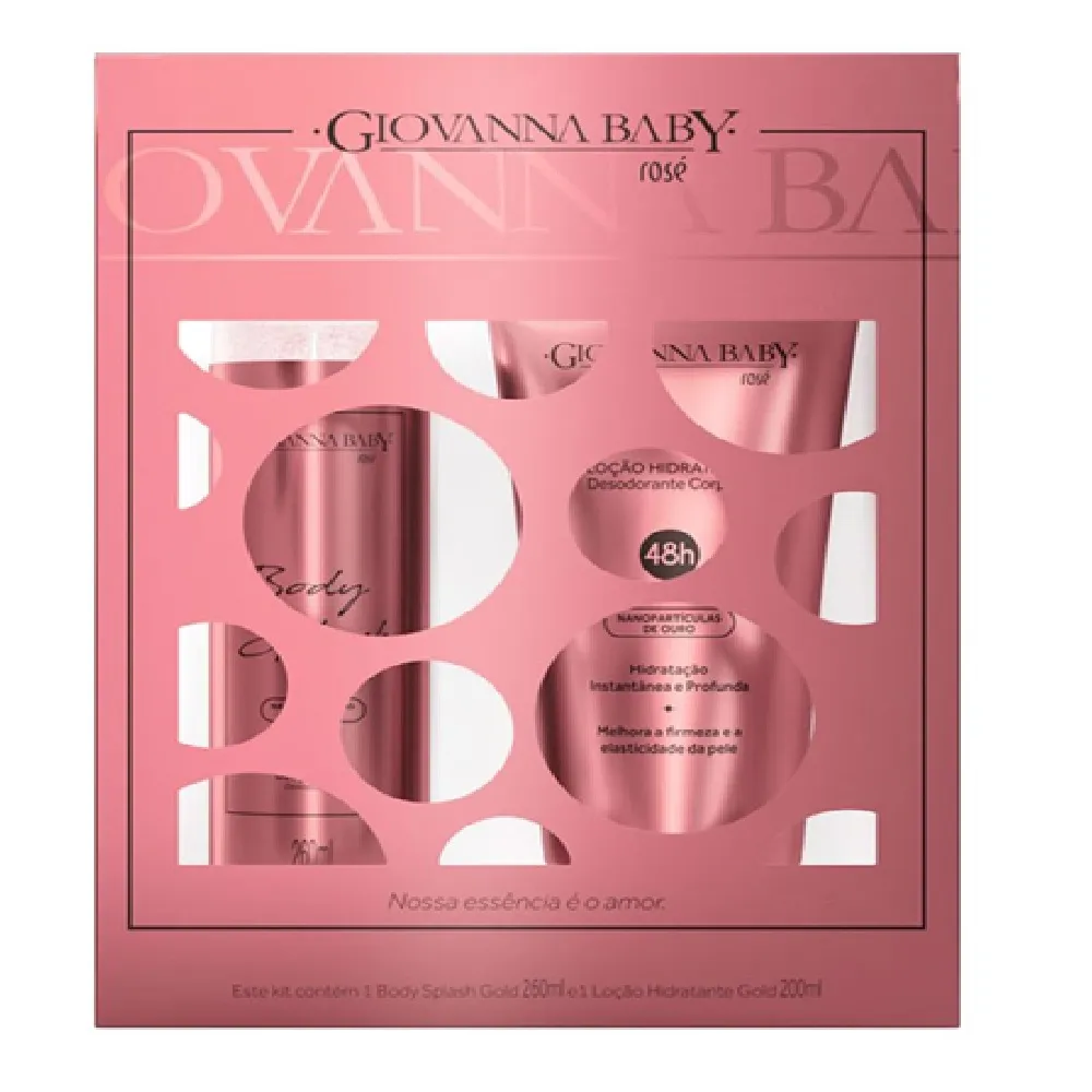 Kit Colônia Giovanna Baby Rosé Body Splash 260ml 1 Unidade + Loção Hidratante Giovanna Baby Rosé 200ml 1 Unidades