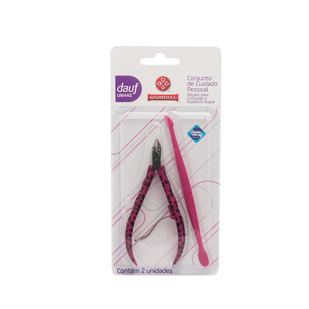 Kit Dauf Alicate Cabo Plástico Rosa 1 Un + Espátula Dupla 1 Un
