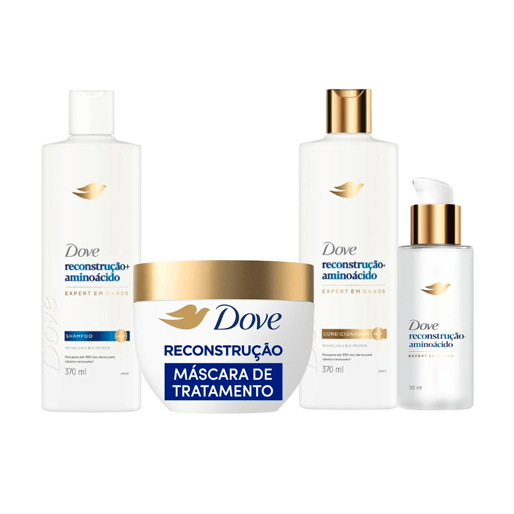 Kit Dove Reconstrução Máscara de Tratamento 270g + Leave-In 110ml + Condicionador 370ml + Shampoo 370ml