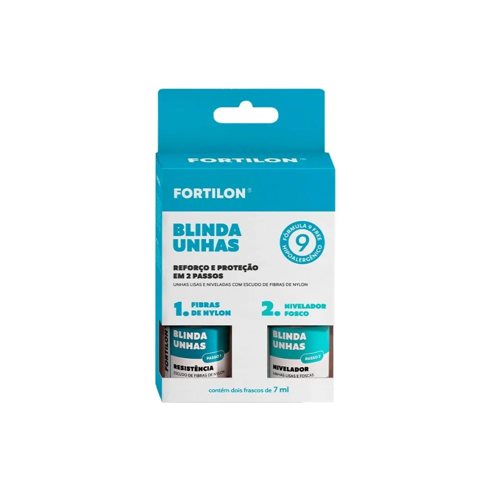 Kit Esmalte Fortilon Blinda Unhas Resistencia+nivelador 7ml