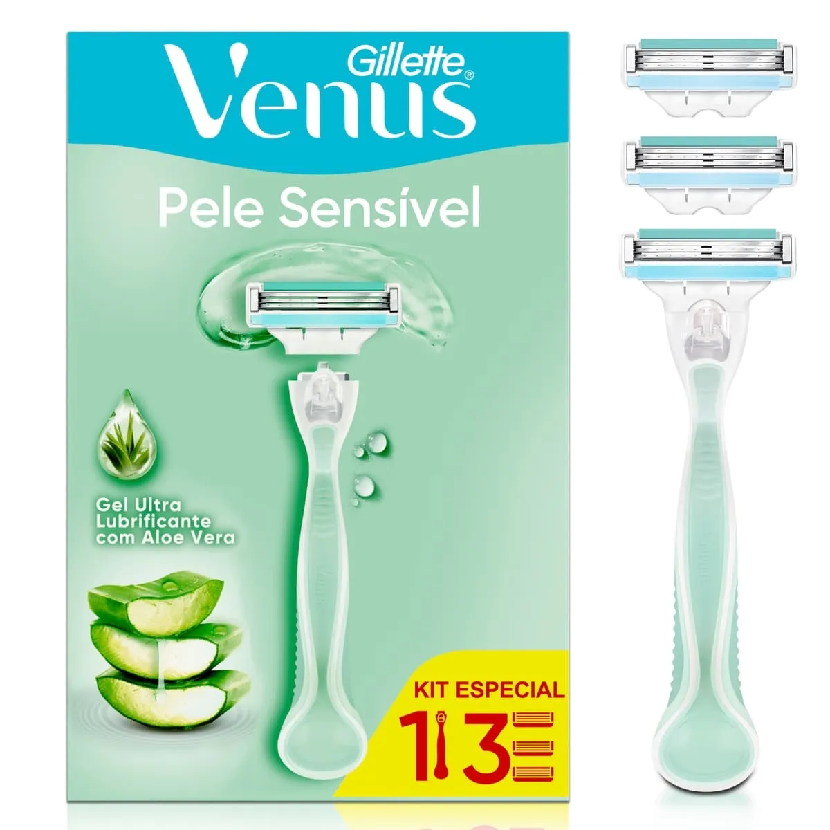 Kit Especial Gillette Venus 1 Aparelho Recarregável + 3 Cargas Para Barbear