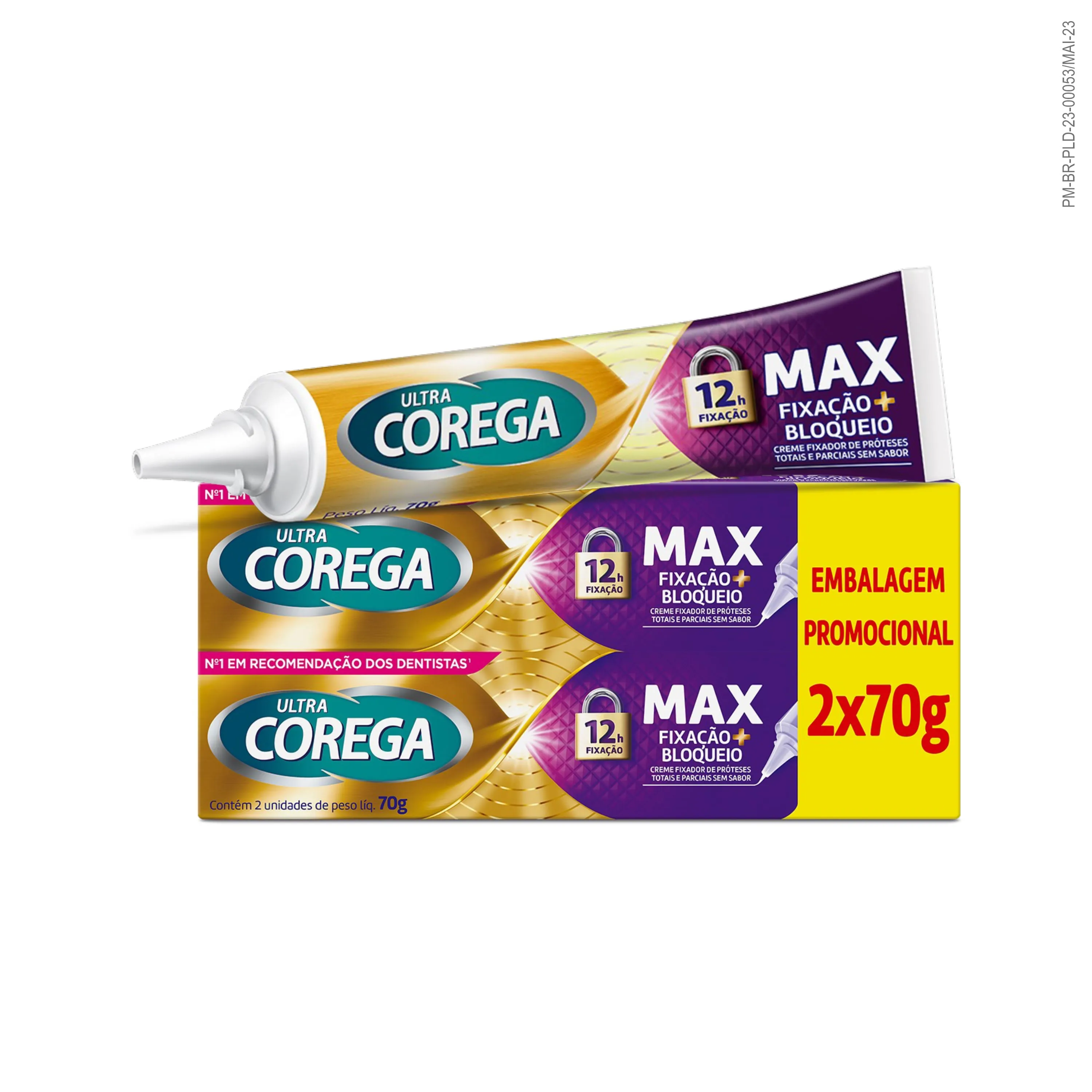 Kit Fixador de Prótese Ultra Corega Max Fixação e Bloqueio Creme 70g 2 Unidades