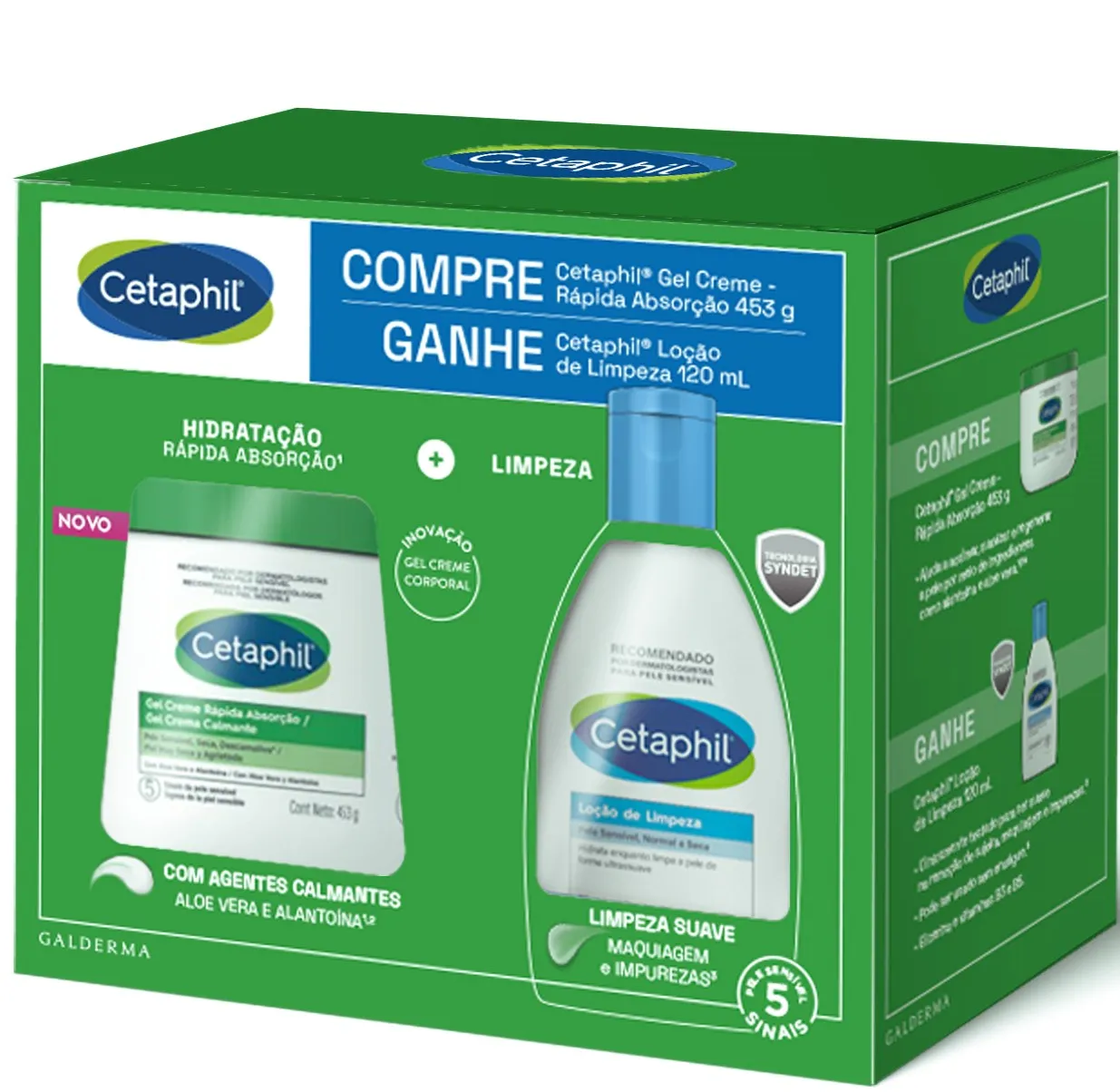 Kit Gel Creme Hidratante Cetaphil 453g 1 Uni + Loção de Limpeza Cetaphil 120ml 1 Uni