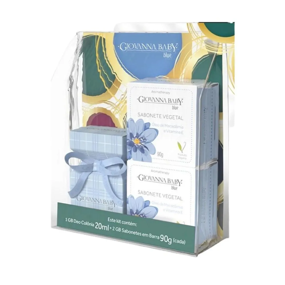 Kit Giovanna Baby Blue Colônia 20ml + 2 Sabonetes 90g