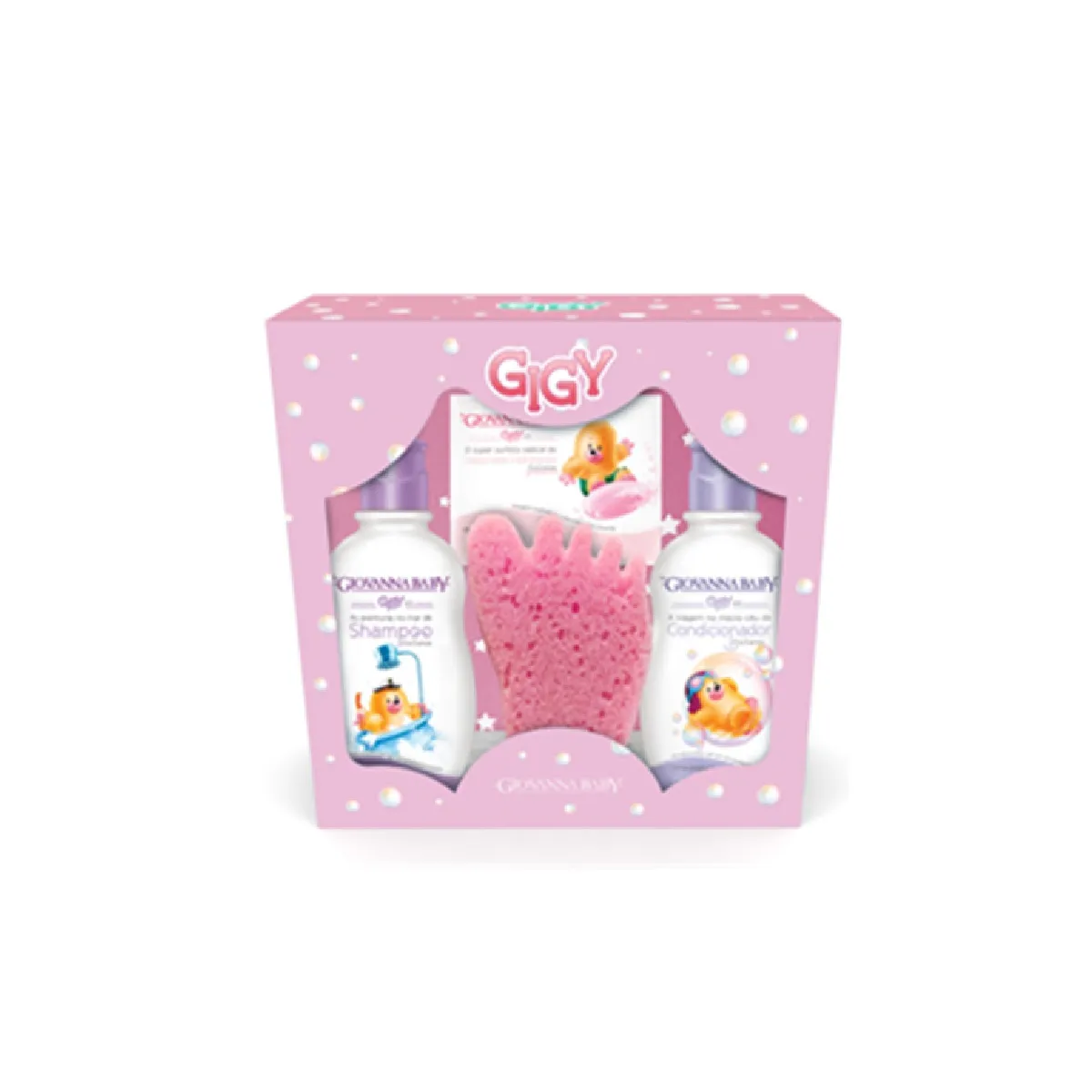Kit Giovanna Baby Shampoo Infantil Giby Rosa 1 Uni + Condicionador Giby Rosa 1 Uni + Sabonete em BarraGiby Rosa 1 Uni Grátis Esponja
