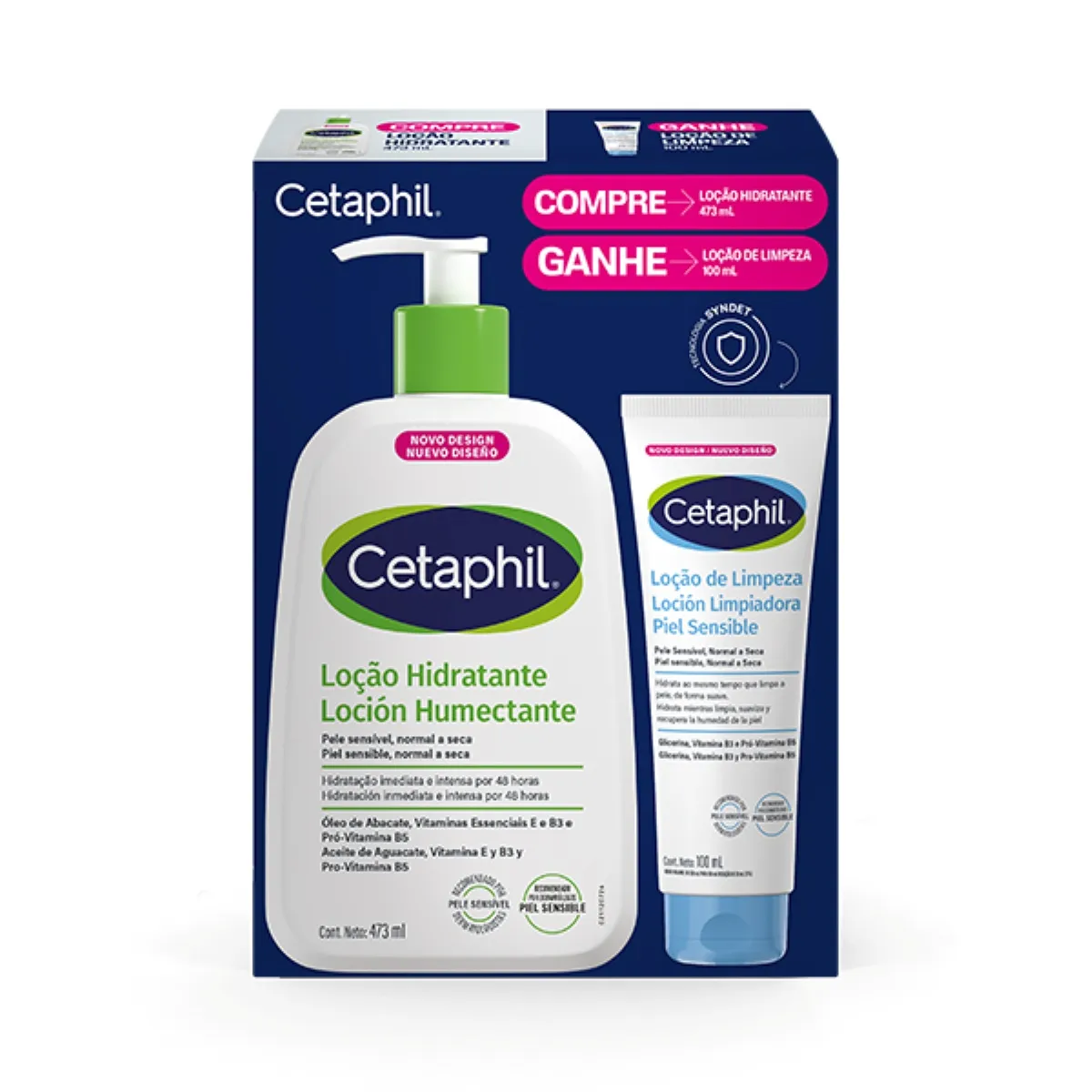 Kit Hidratação Corporal Cetaphil Loção Hidratante 473ml + Loção De Limpeza 100ml