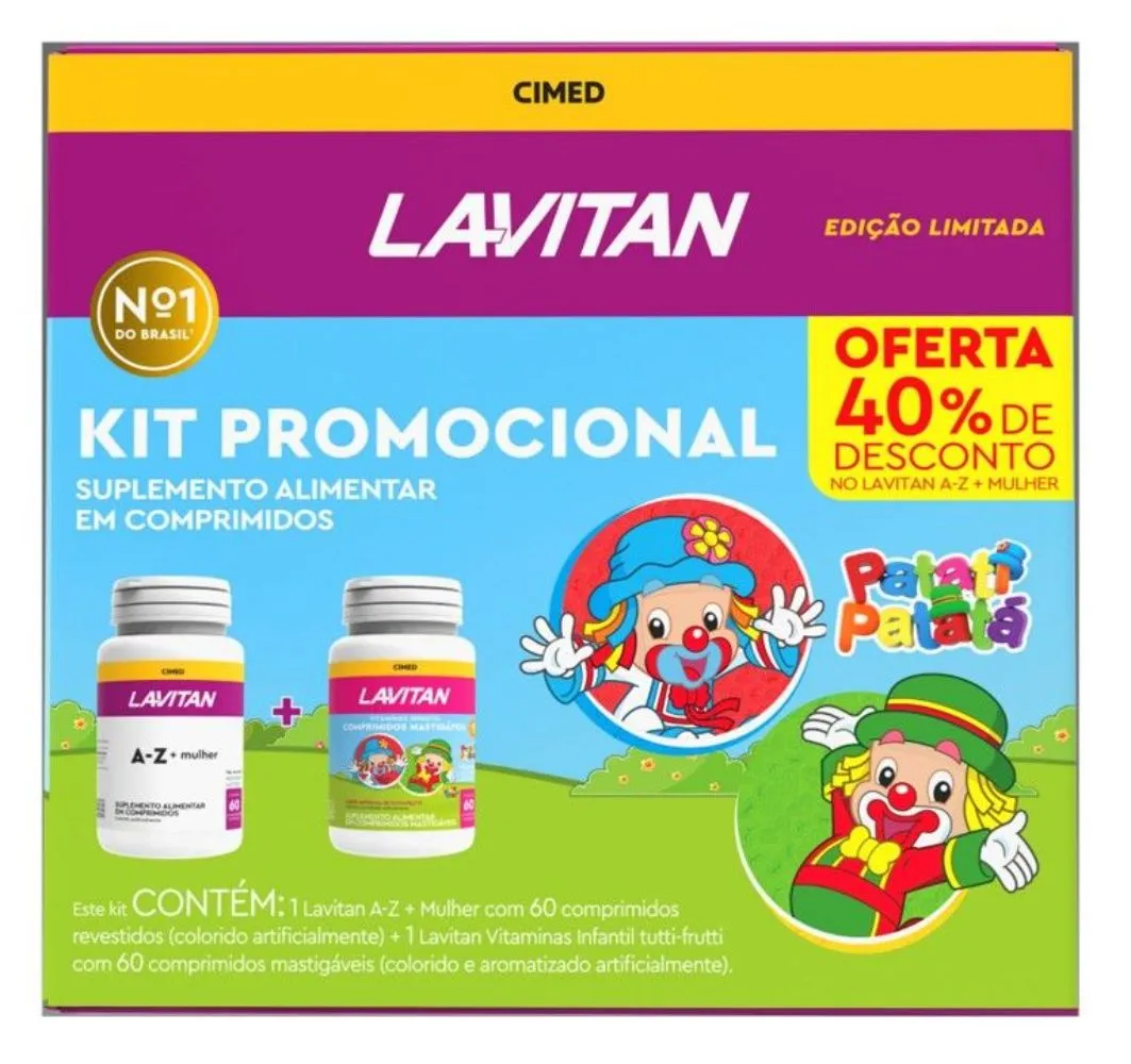 Kit Lavitan A-Z Mulher 60 Comprimidos + Lavitan Infantil Sabor Tutti Frutti 60 Comprimidos