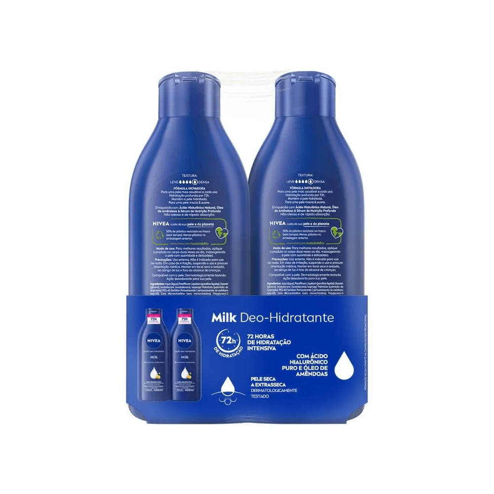 Kit Loção Hidratante Nivea Milk 400ml 2 Unidades — foto 3