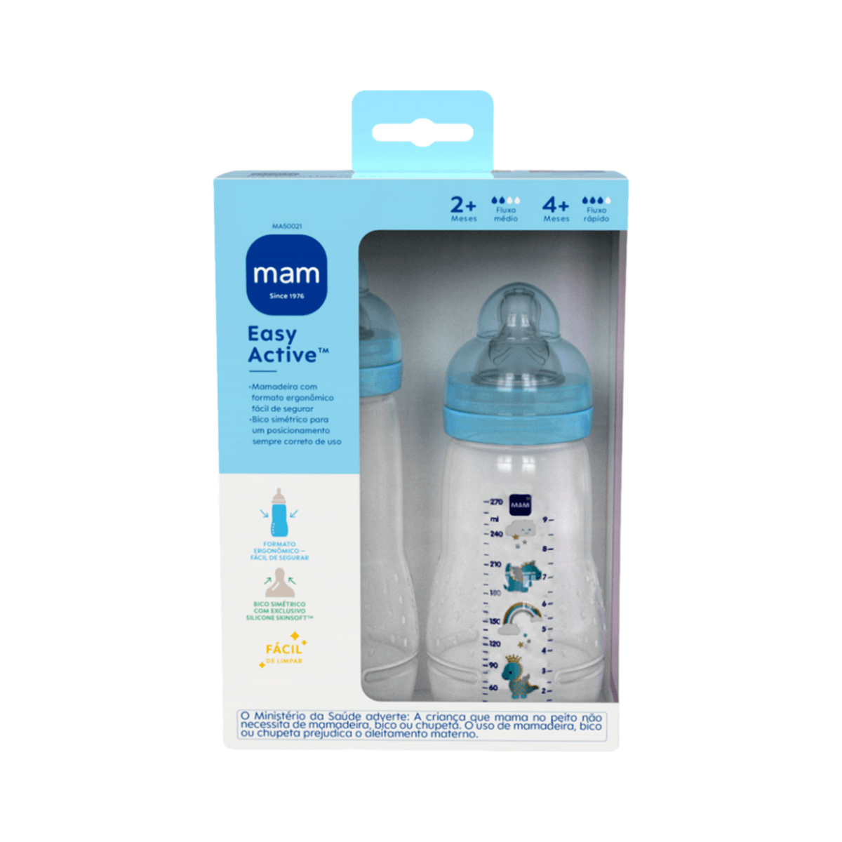 Kit Mamadeiras MAM Easy Active Azul 270ml e 330ml 2 unidades