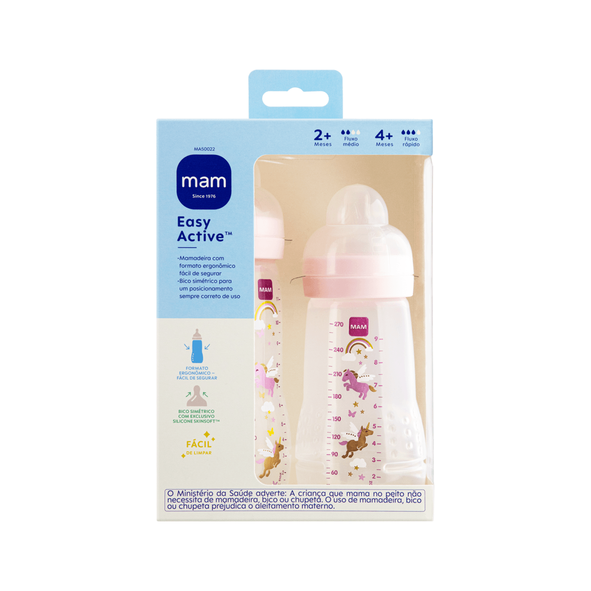Kit Mamadeiras MAM Easy Active Rosa 270ml e 330ml 2 unidades