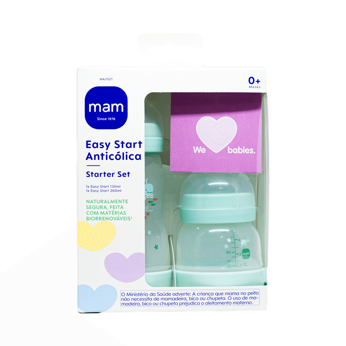 Kit Mamadeiras MAM Easy Start Azul 130ml e 260ml 2 Unidades