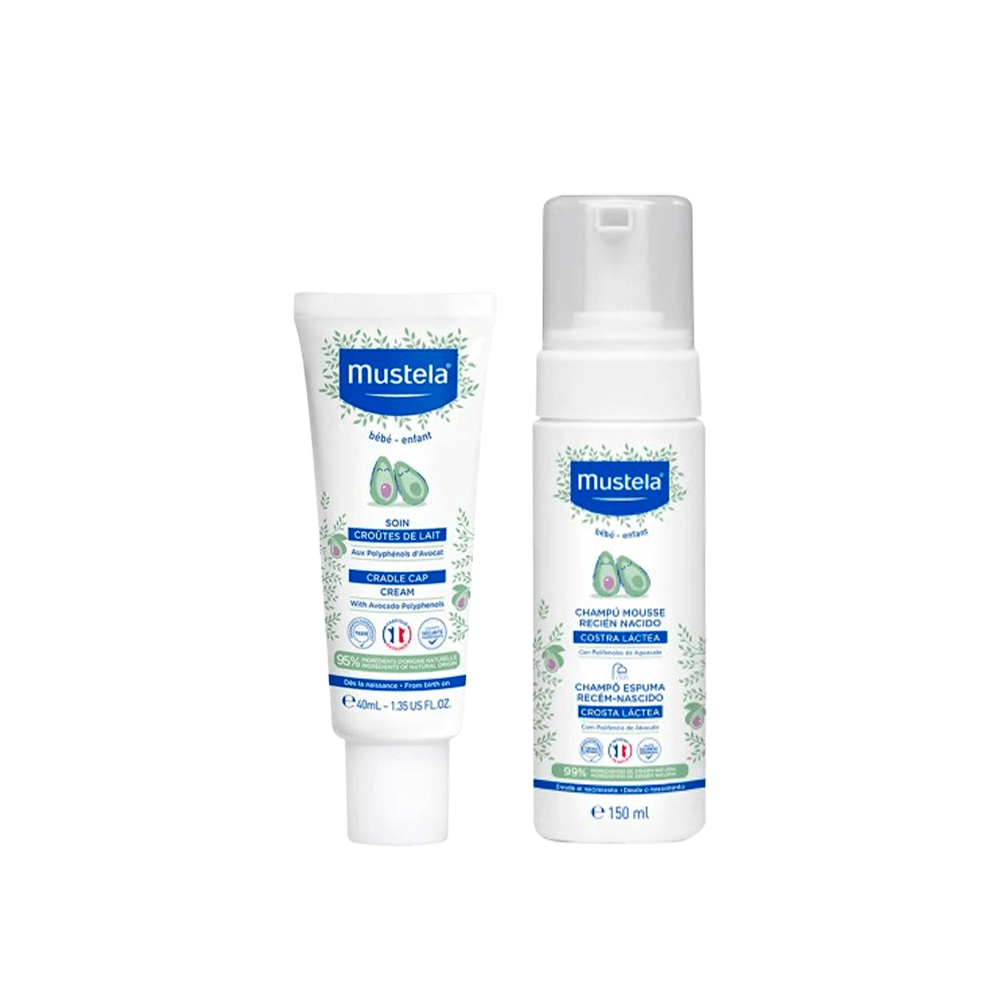 Kit Mustela Crosta Láctea Shampoo Recém Nascido 150ml + Stelaker Crosta Láctea 40ml
