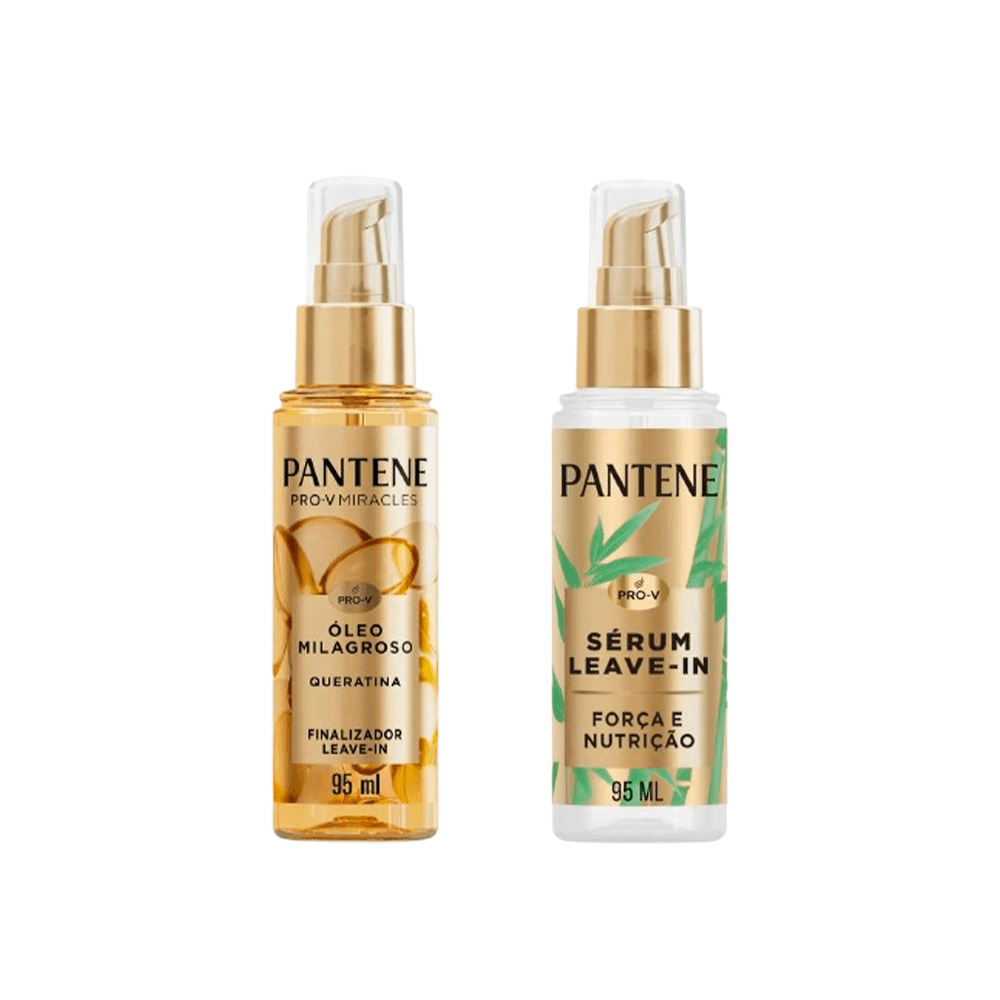 Kit Pantene Leave-In Sérum Força E Nutrição Bambu 95ml + Óleo Milagroso Queratina 95ml