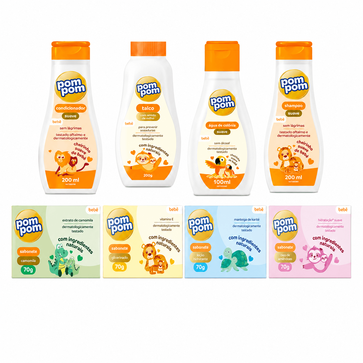 Kit Pom Pom Softy Higiene Completa do Bebê 8 Produtos
