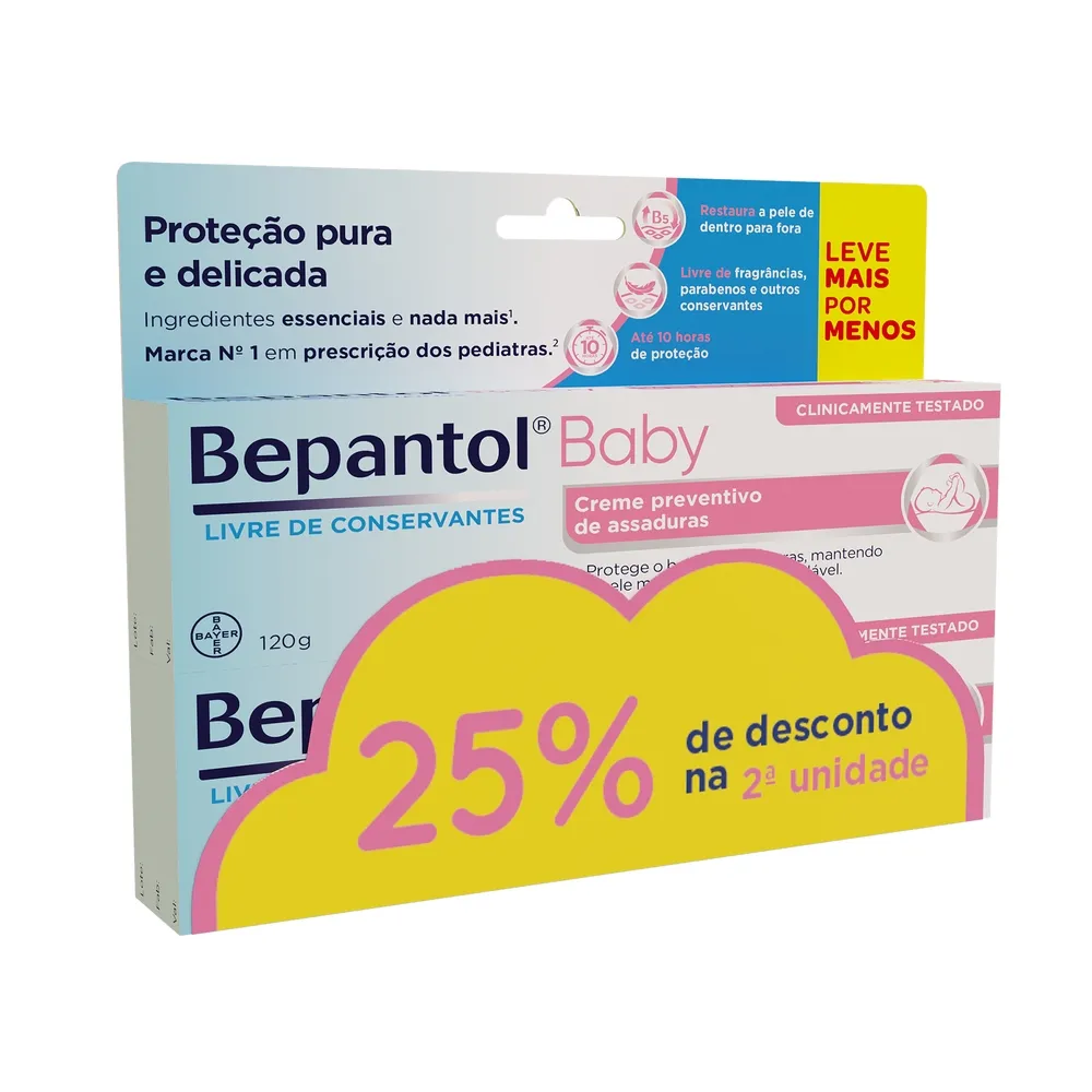 Kit Pomada para Assadura Bepantol Baby 120g 2 Unidades 25% Off na Segunda Unidade