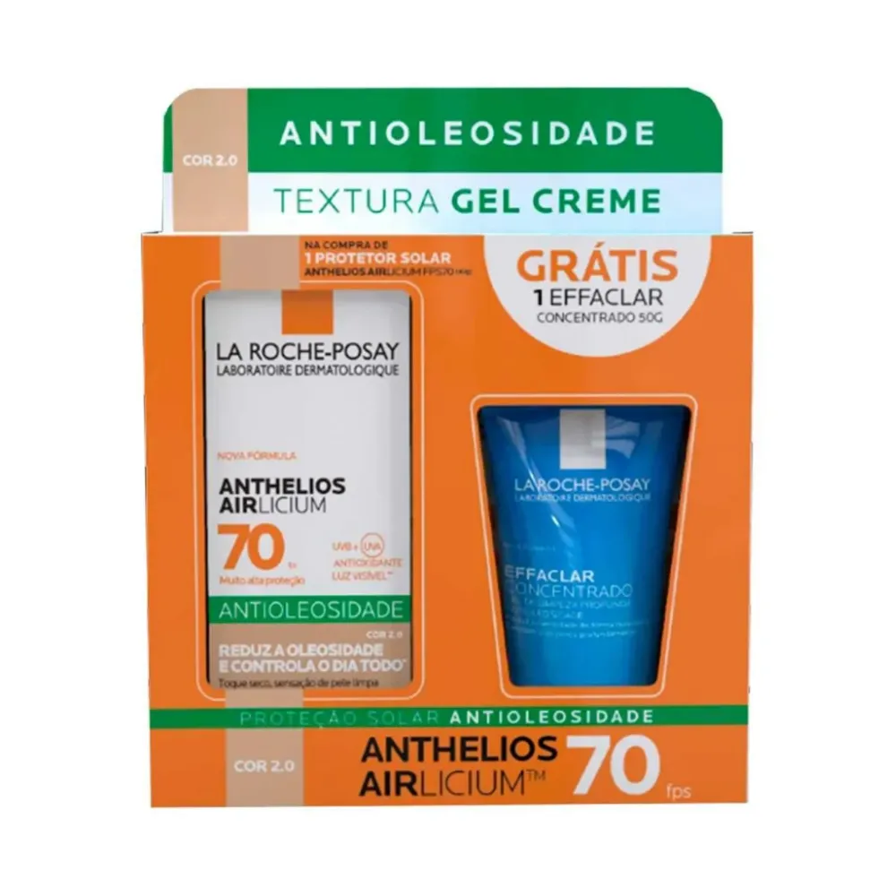 Kit Protetor Solar Facial Anthelios Airlicium 2.0 FPS70 40g Gratis Effaclar Gel Concentrado 50g